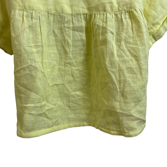 JOIE 100% Linen Women's Small Neon Yellow Short Sleeve Button Up Blouse NWT - Picture 12 of 12